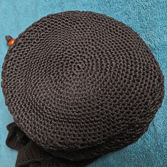 Black Raffia Woven Shoulder bag.Drawstring EUC - Picture 7 of 15